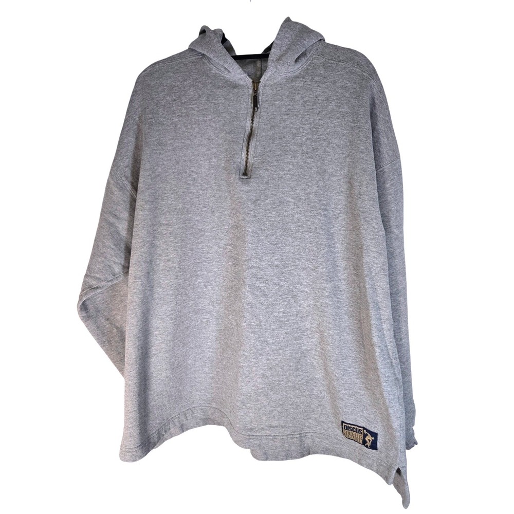 Vintage Discus Classic Athletic Gray Quarter Zip Pullover Hoodie‎ Sweatshirt 2XL
